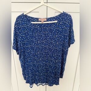 Philosophy Blue and White Patterned Short Sleeve Top